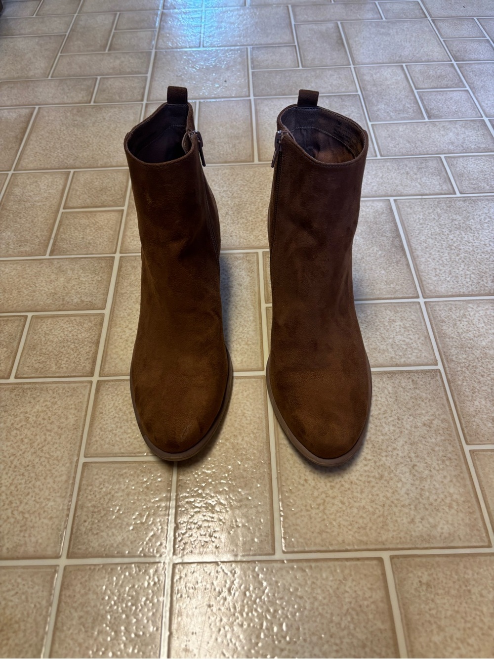 Abound Brown Suede Ankle Booties with Side Zip